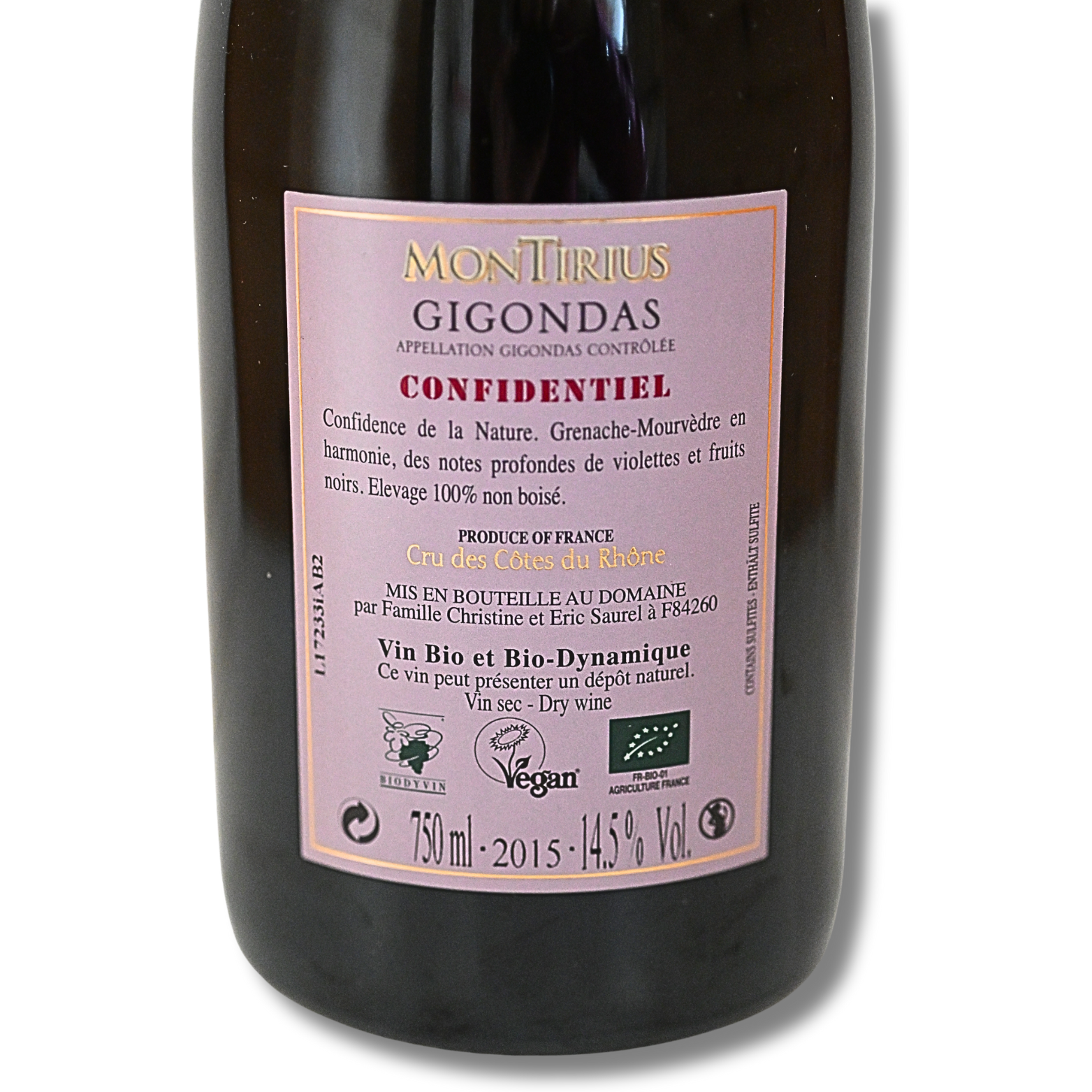 Montirius Gigondas Confidentiel 2015 in 0,75 Liter und 15,5 % Vol. – Bild 3