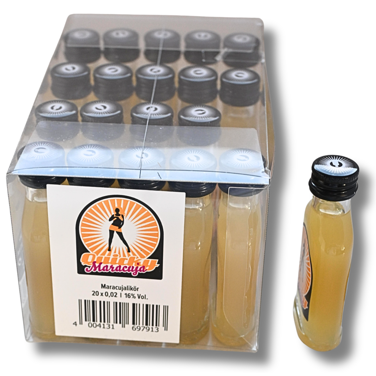 QUICKY Maracuja Likör (20 x 0,02 Liter PET ) – Bild 6