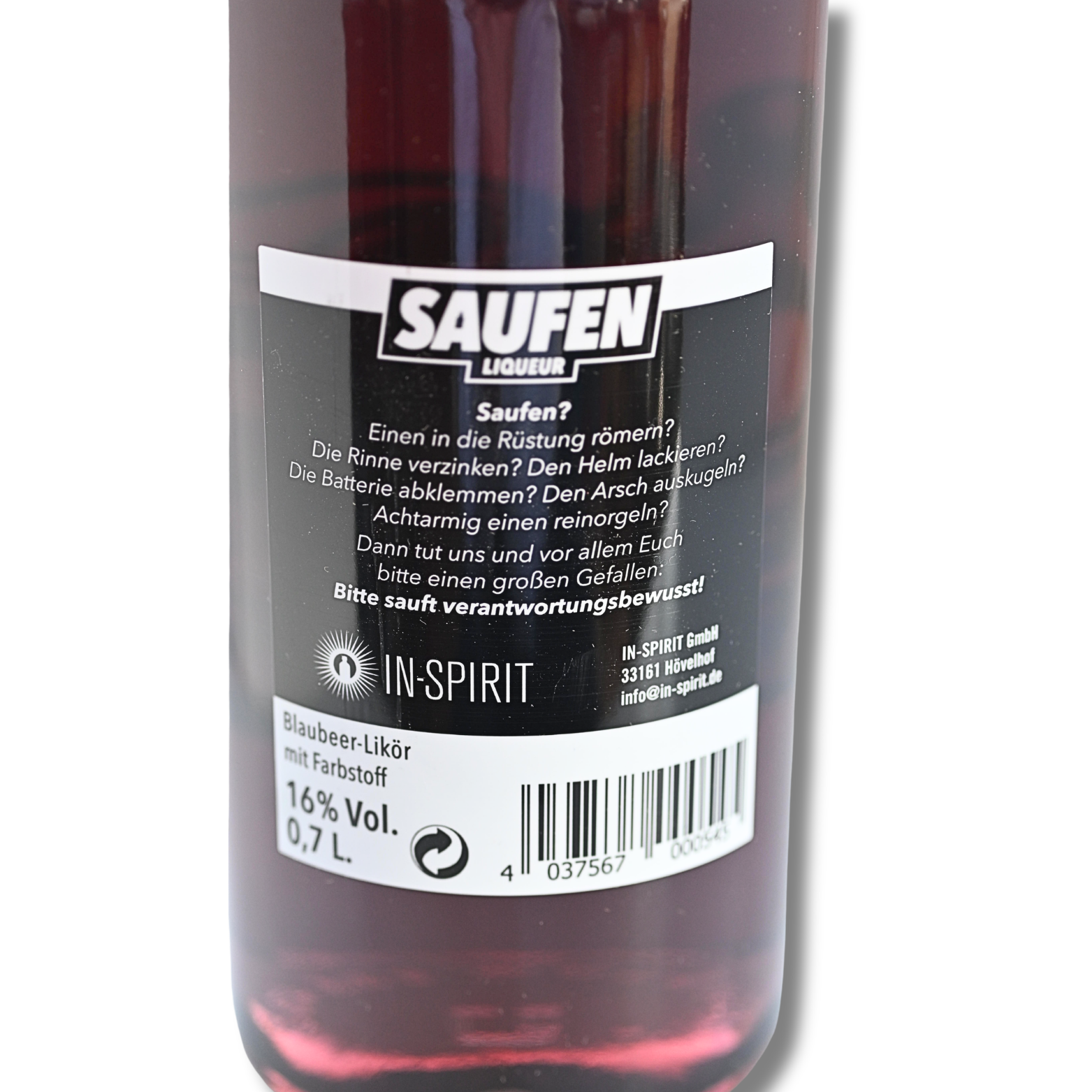 Saufen Blaubeer Likör 0,7 Liter 16 % Vol. – Bild 3